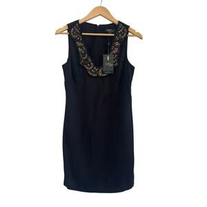 NWT ABS Embellished Cocktail Mini Dress 4 Black Artsy Whimsigoth Edgy Glam